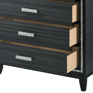 English Elm Haiden Weathered Black Finish Dresser with Six Spacious Drawers, Silver Trim Accent and Durable Craftsmanship Black 49 L x 20 W x 39 H B2726P261899