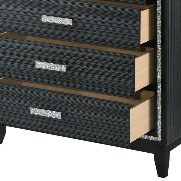 English Elm Haiden Weathered Black Finish Dresser with Six Spacious Drawers, Silver Trim Accent and Durable Craftsmanship Black 49 L x 20 W x 39 H B2726P261899