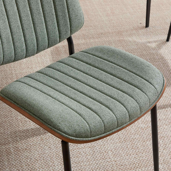 English Elm Dining Chairs Mid Century Modern Walnut Back Faux Leather Upholstered Seat Ergonomic Curved Back Waterproof PU Fabric Stable Metal Legs Olive Green W1143P379861