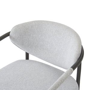 English Elm Modern Upholstered Armchair Set Two Beige Cushioned Seats with Bronze Iron Legs N762P329075A