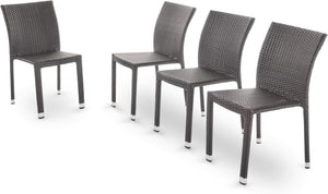 English Elm Christopher Knight Home® - LARACHE Aluminum Framed Armless Rattan Dining Chair – Stackable, Weather-Resistant, Lightweight Design Brown Multi 37.01 L x 29.13 W x 18.5 H N776P261516D