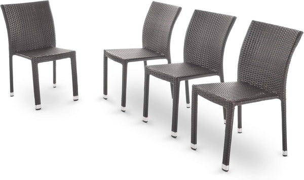 English Elm Christopher Knight Home® - LARACHE Aluminum Framed Armless Rattan Dining Chair – Stackable, Weather-Resistant, Lightweight Design Brown Multi 37.01 L x 29.13 W x 18.5 H N776P261516D