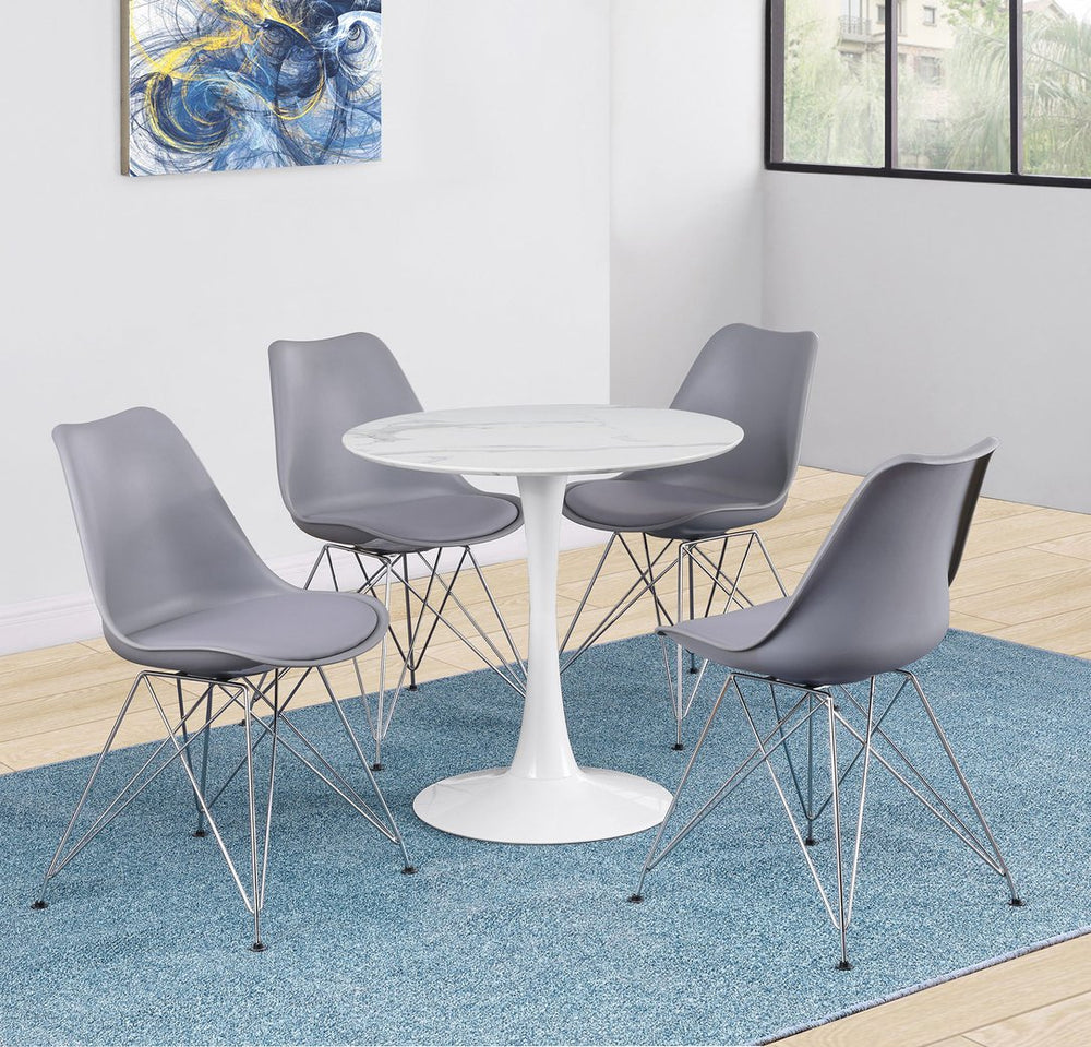 English Elm Round 30-inch Faux Marble Top Dining Table with Tulip Base, Mid-Century Elegance for Cozy Nooks B016P369803