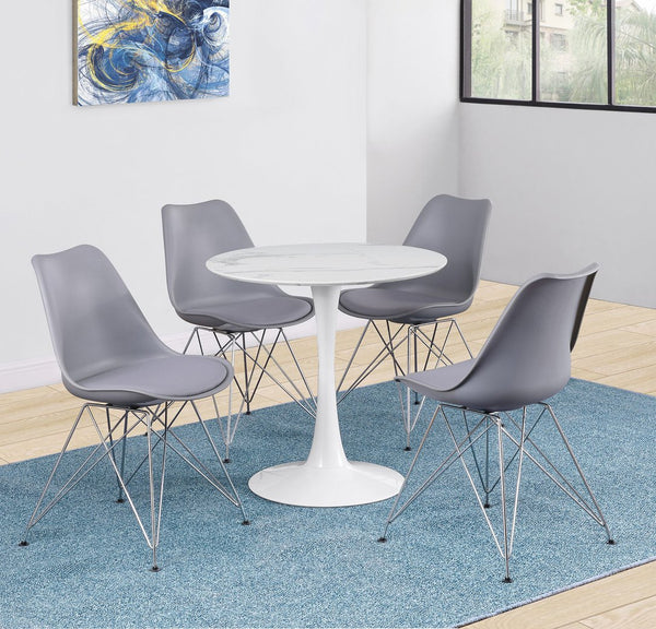 English Elm Round 30-inch Faux Marble Top Dining Table with Tulip Base, Mid-Century Elegance for Cozy Nooks B016P369803