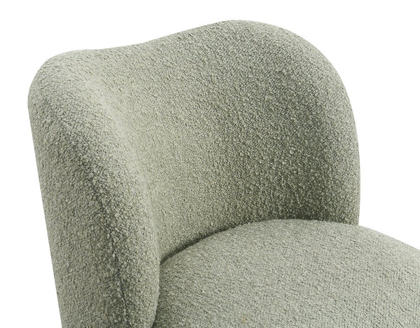 English Elm Contemporary Sculpted Barrel-Back Arm Chair with Smooth Casters, Neutral Textured Upholstery, Stylish Accent Seating Green 29 L x 32 W x 28 H B2741P401986