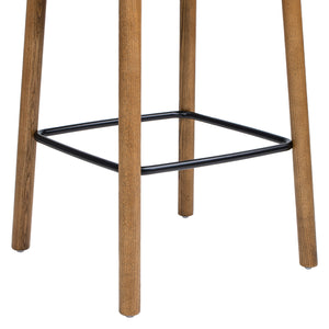 English Elm Jennifer Taylor Home - Sven 26.5" Modern Minimalist Low Back Wood Counter Stool, Dark Walnut Ash, Ergonomic Iron Footrest B2719P265599