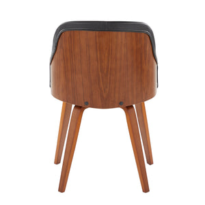 English Elm Mid-century Modern Barrel Back Dining Chairs Walnut Frame Cream Fabric Set of 2 Black B202S01168