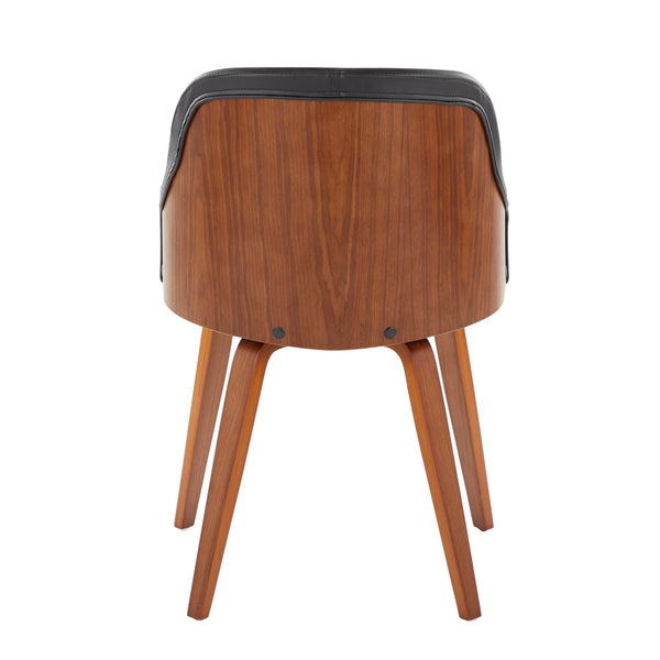English Elm Mid-century Modern Barrel Back Dining Chairs Walnut Frame Cream Fabric Set of 2 Black B202S01168