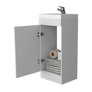 English Elm White 1-Door Vanity Sink with Spacious Cabinet Compact Melamine Bathroom Vanity 32.6"H x15.7"W B062S00563