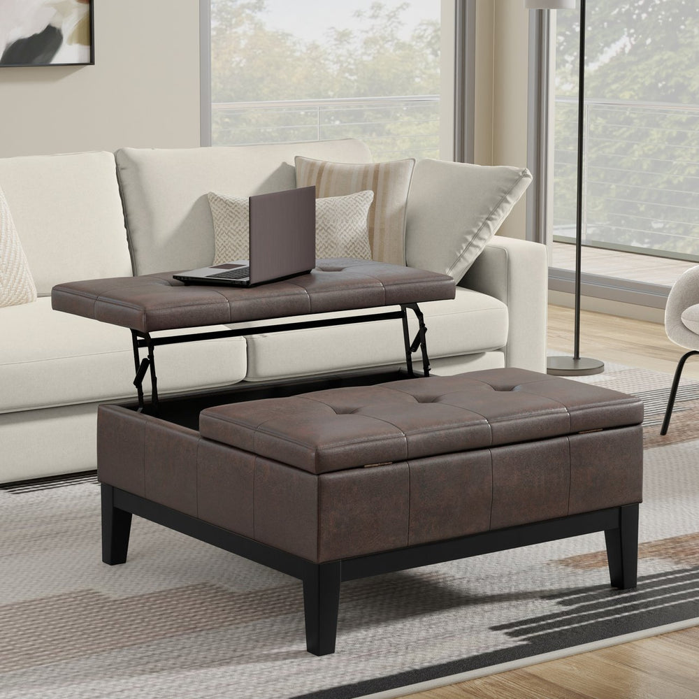 English Elm Dover Lift-Top Ottoman: Stylish Coffee Table With Hidden Storage & Versatile Seating For Any Room B136P252691