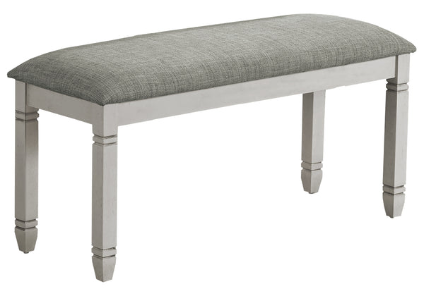 English Elm Bench, 41" Rectangular Upholstered Seat with Solid Wood Legs, Transitional Entryway & Dining Accent Grey 43 L x 17 W x 7 H B2710P287005