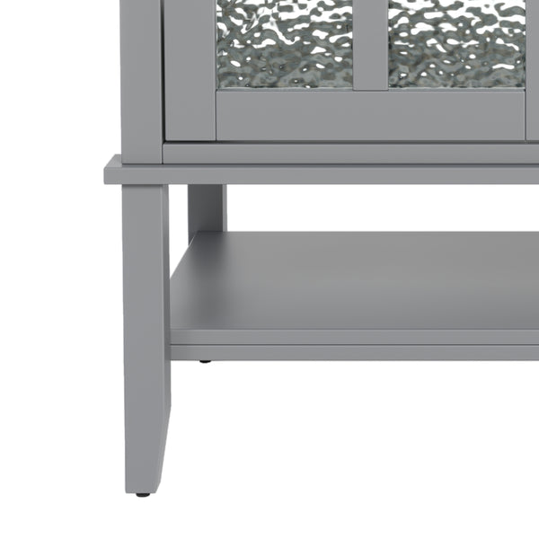 English Elm Christopher Knight Home® - 36" Bathroom Vanity with Ceramic Sink, Solid Wood Legs, Waterproof Finish, Soft-Close Hinges, Open Shelf, Silver Knobs Gray N817P286249G