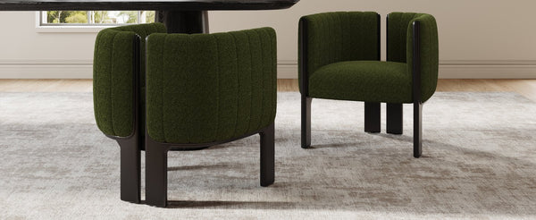 English Elm Christopher Knight Home® - Dining Chairs Set of 2 | Modern Bouclé Upholstered Seating with Rubberwood Frame, Durable 225lb Capacity Black,Olive Green N779P341494G