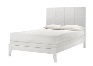 English Elm 1pc Full Panel Bed with Plush Channel Tufted Headboard, Neutral Finish, Contemporary Frame, Simple Assembly White 61 L x 36.5 W x 5.5 H B2741S00281