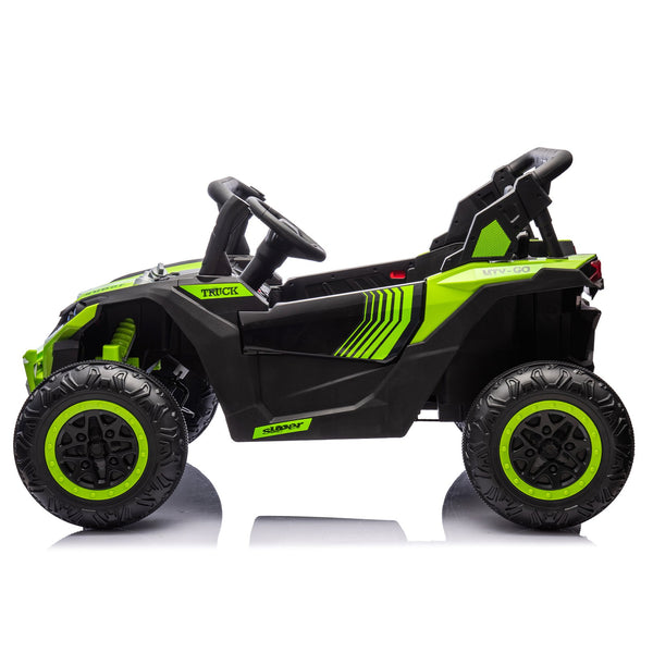 English Elm 24v Two Seat Kids Electric Utv with Parental Remote Suspension Off Road Ride On Green W1578P184798