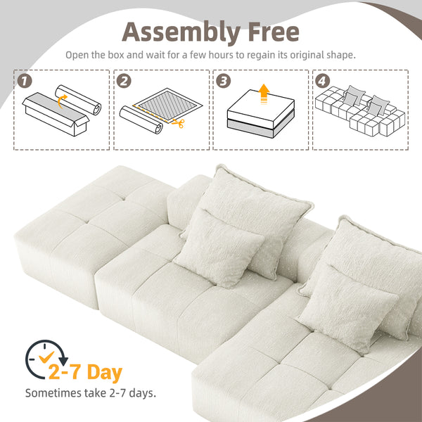 English Elm Modern Oversized Modular Sectional Sofa With Soft Chenille Fabric, Customizable Layout & 4 Pillows W1885S00057