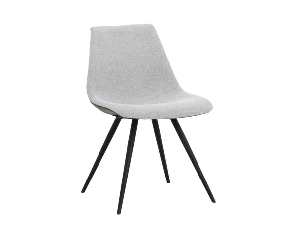 Sunpan LIPA Dining Chair - Contemporary Comfort with Curved Backrest and Antique Bronze Iron Legs Grey 112263