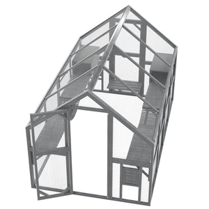 English Elm Cat, Cat Outdoor Wooden Enclosure with Seven Platforms Resting Boxes and Waterproof Canopy W1598S00040