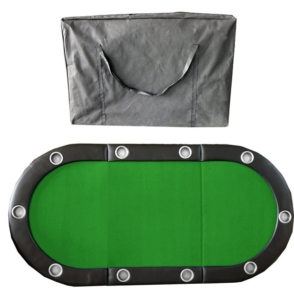 English Elm Folding Casino Poker Tabletop for Ten Players with Felt Surface and Cup Holders W2748P223057