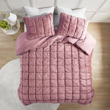 Intelligent Design Velvet Dream Puff Casual 3 Piece Comforter Set ID10-2341 Pink