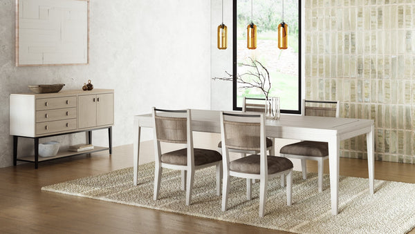 English Elm Rope Woven-Back Dining Chair with Vanilla Wood Frame and Camel Upholstered Seat for Stylish Comfort Beige 39.75 L x 21.75 W x 13.5 H B2699P296293