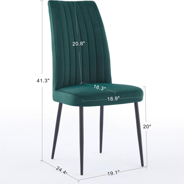 English Elm Adjustable Green Velvet Dining Chair Set Of 2 - Modern Minimalist Design For Kitchens & Restaurants W3615P340424