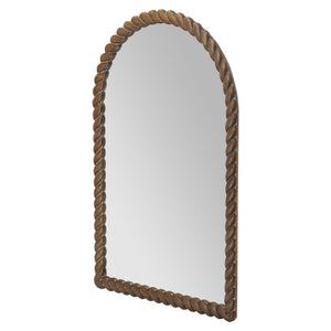 English Elm 24x35.8" Arched Pine Wood Wall Mirror Textured Frame Warm Brown Farmhouse Decor W2078P445372