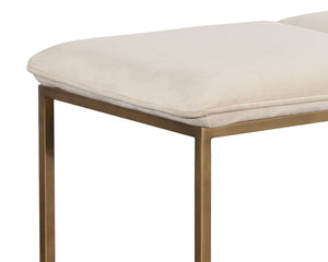 Sunpan ALLEY Bench - Elegant Burnished Brass Frame with Durable Piccolo Prosecco Fabric for Any Space 105517