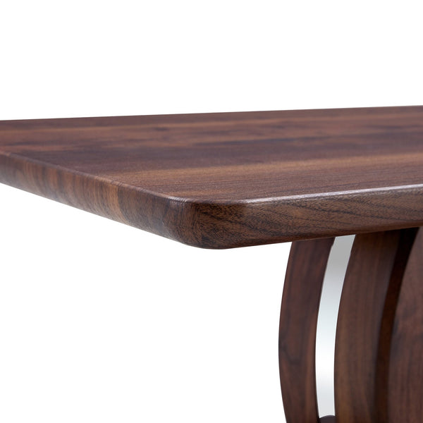 English Elm Modern Walnut MDF Rectangular Coffee Table with Dark Brown Grain Sticker, Silver Trim, Ergonomic Height W1151P230544