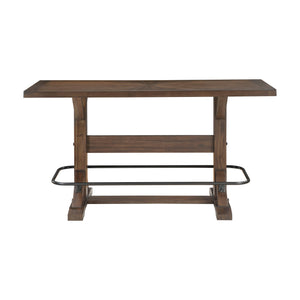 English Elm Brown Acacia Wood Pub Height Dining Set Seats Eight with Saddle Stools Industrial Accents B011S02270