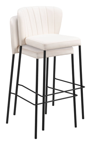 Linz Barstool - Set of 2 Cream 109782 Zuo Modern