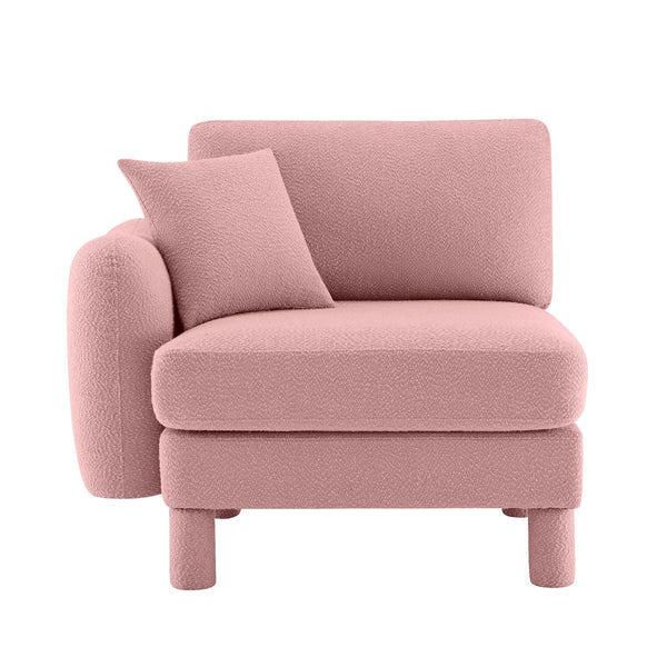 English Elm Lucas Boucle Upholstered Sofa Curved Arms Cylindrical Legs Modern Living Room Accent Pink W3041P337415