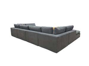 English Elm Coffee Bean Textured Upholstery Modular Sectional Low Profile Sofa with Toss Pillows Light Gray B2748S00071