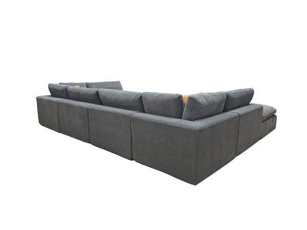English Elm Coffee Bean Textured Upholstery Modular Sectional Low Profile Sofa with Toss Pillows Light Gray B2748S00071
