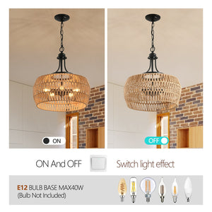 English Elm 19" Hemp Rope Pendant Hand Woven Bohemian Ceiling Fixture for Kitchen or Dining W2312P477345