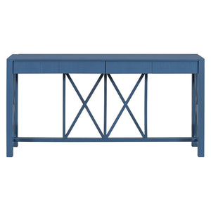 English Elm U_Style 60'' Acacia Veneer Console Table With X-Design, 4 Drawers & Open Shelf For Modern Living Spaces N711P289747V-GIGA