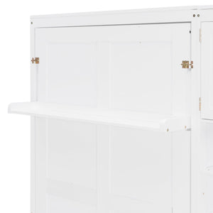 English Elm Dual Twin Murphy Beds with Built-In Cabinets & Shelves for Space-Saving Guest Rooms and Studios White N820S00058K