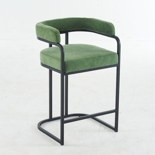 English Elm Modern Chenille Counter Stools Set of 2 — Upholstered Ergonomic Bar Chairs with Metal Frame & Armrests for Kitchen Island Green W1901P264277