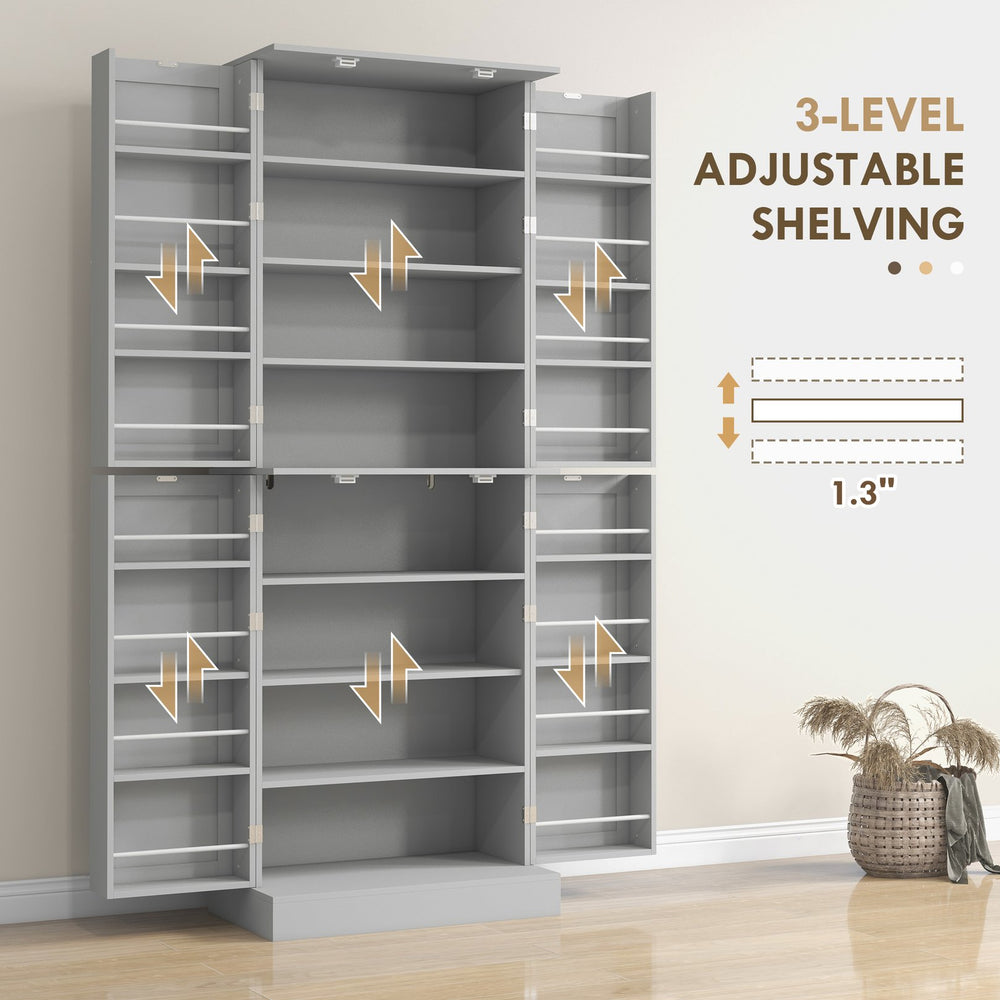 English Elm Homcom 65" Modern Kitchen Pantry Cabinet - Stylish Freestanding Storage With Adjustable Shelves & Doors W2225P229292