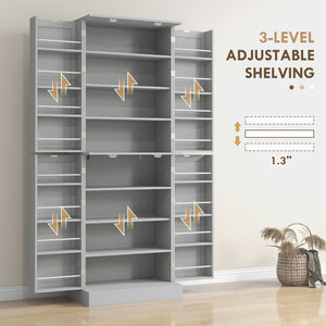English Elm Homcom 65" Modern Kitchen Pantry Cabinet - Stylish Freestanding Storage With Adjustable Shelves & Doors W2225P229292