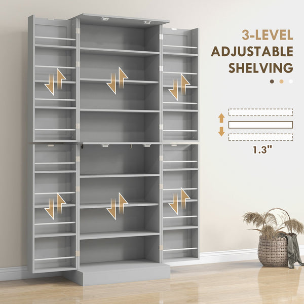 English Elm Homcom 65" Modern Kitchen Pantry Cabinet - Stylish Freestanding Storage With Adjustable Shelves & Doors W2225P229292