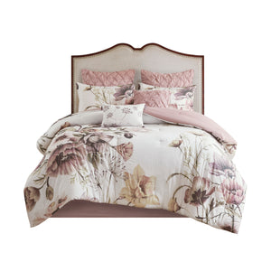 English Elm 8 Madison Park Cassandra Cotton Printed Comforter Set Queen with Floral Shabby Chic Embroidered Pillows OEKO-TEX Certified Blush 23.62 L x 18.9 W x 13.39 H B03597101