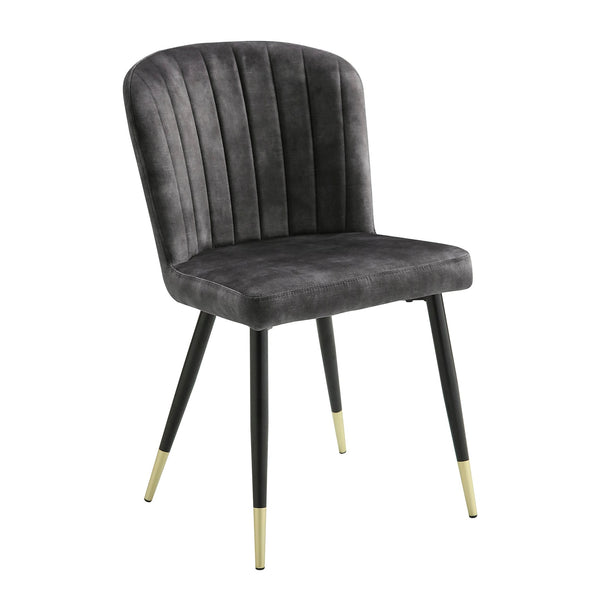 English Elm Modern Velvet Channel Tufted Dining Chairs Set of 2 with Black Metal Legs and Gold Accent Trim Charcoal 25.5 L x 25.5 W x 21.25 H B011P199726