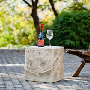 English Elm Outdoor Mgo Cylindrical Side Table Whitewashed Rustic Coastal Farmhouse Accent N765P382585W