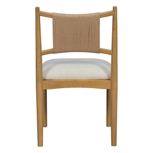 English Elm Upholstered Linen Dining Chairs Set of 2 Rubberwood Mid-century Woven Paper Rope Back Beige,Light Brown,Natural N776P385751B