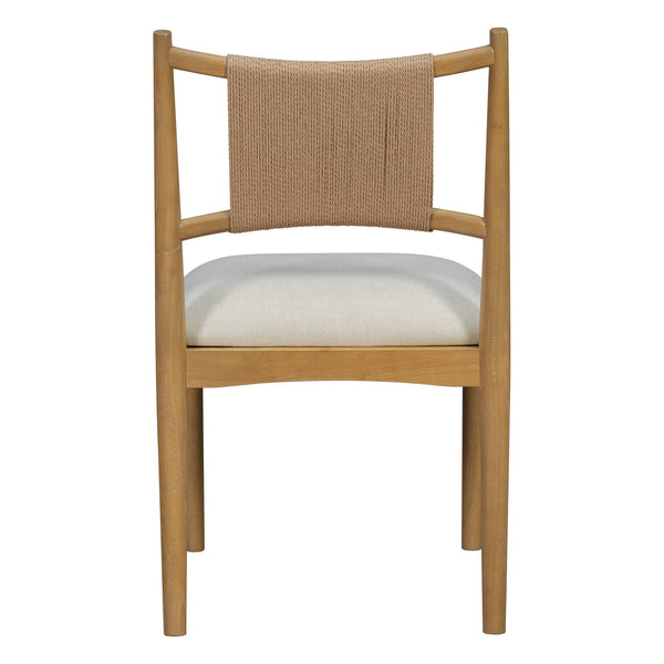 English Elm Upholstered Linen Dining Chairs Set of 2 Rubberwood Mid-century Woven Paper Rope Back Beige,Light Brown,Natural N776P385751B