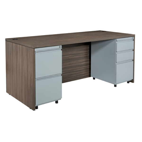 OSP Home Furnishings 22" Under Desk Pedestal with File Drawers Locking Storage and Ball Bearing Slides PTO22FF-SV