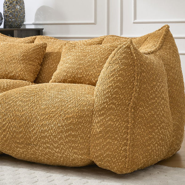 English Elm Soft Plush Foam Beanbag Chair for Two People, Square Recliner Sofa With Superfiber Comfort Embrace Yellow W1996P252272