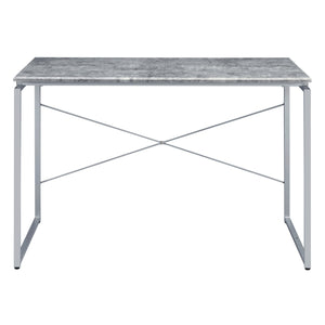 English Elm Grey Modern Writing Desk with Industrial Metal Sled Base, Spacious Wood Top for Home Office Use Grey+Silver B062P184549