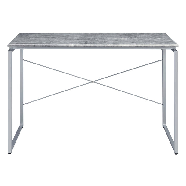 English Elm Grey Modern Writing Desk with Industrial Metal Sled Base, Spacious Wood Top for Home Office Use Grey+Silver B062P184549